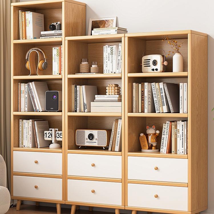 北欧实木书架落地多层储物柜子收纳置物架展示柜家用客厅转角书柜
