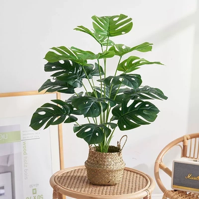 北欧风客厅仿真绿植龟背竹小盆栽假绿植摆件装饰假花仿真花摆设