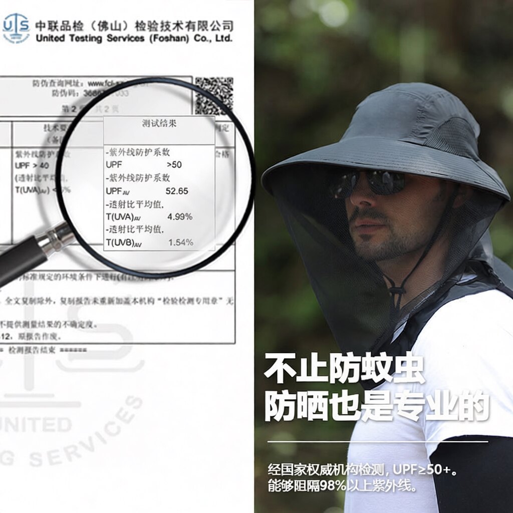 钓鱼防蚊帽男士防晒女户外登山