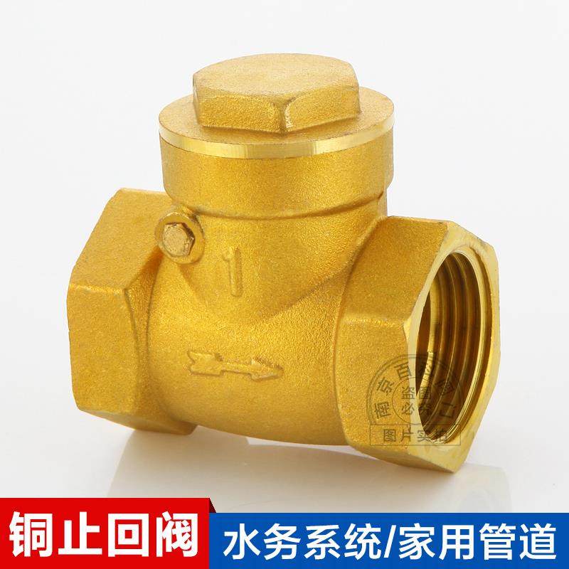 黄铜止回阀全铜卧式止逆阀水泵止水单向阀立式弹簧4分6分DN15DN20