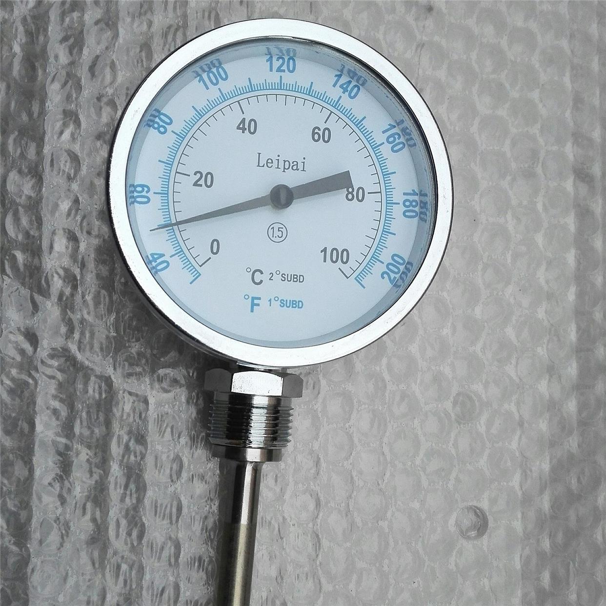 leipai双金属温度计 wss-411 0～100℃ 长度1米 不锈钢杆长1000mm