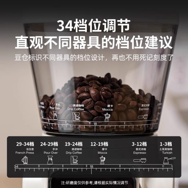 in手coo冲式意咖啡机器家用B磨粉机全自动电动磨豆机咖啡豆研磨机