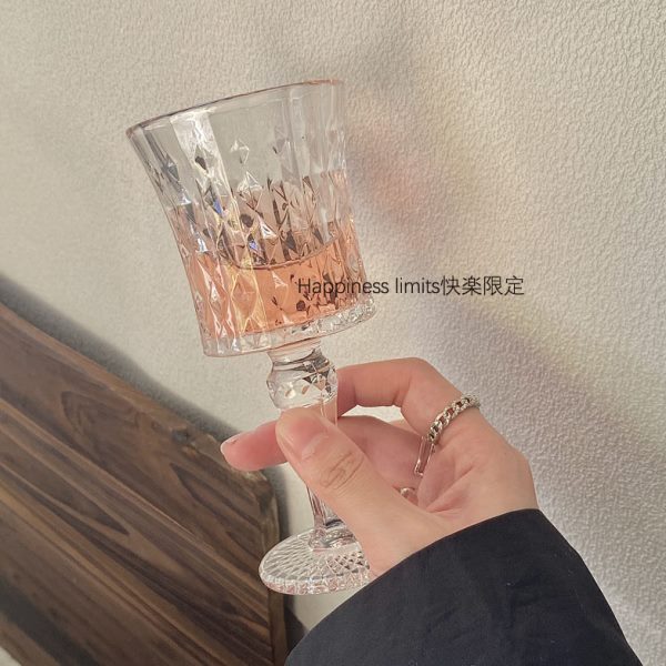 一冷饮谷子香槟杯红酒杯浮雕洋酒拍复古束腰ins风简约喇叭高脚两