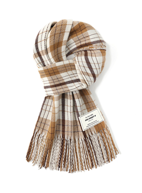 FREERABBITⅡ 秋冬简约格子流苏披肩围脖韩时尚加厚保暖绒线围巾