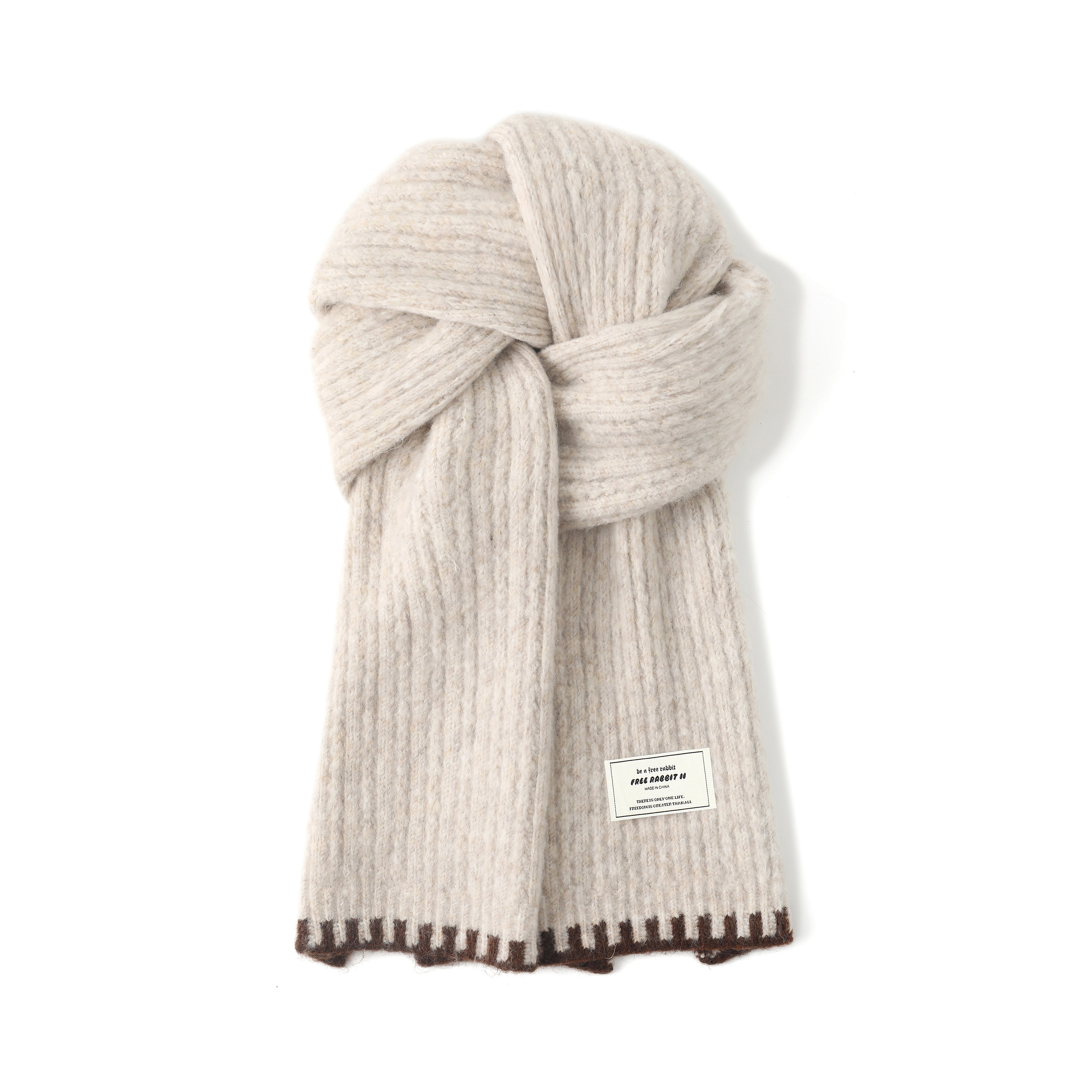 FREE RABBITⅡ 秋冬氛围感边框针织围脖韩系小众简约保暖百搭围巾