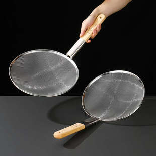 竹柄短柄密漏油盆漏网12目大漏勺商用捞面笊篱厨房过滤网捞勺炸篱
