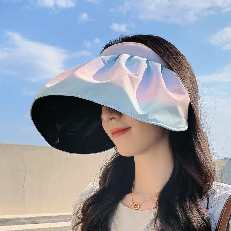 【硬核防晒】日本彩虹遮阳帽女夏季黑胶贝壳空顶太阳帽子防紫外线
