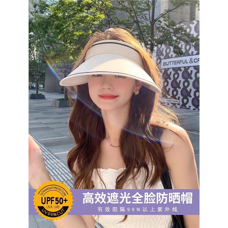 日本时尚遮阳帽女士户外防晒防紫外线UPF50空顶帽新款防风太阳帽