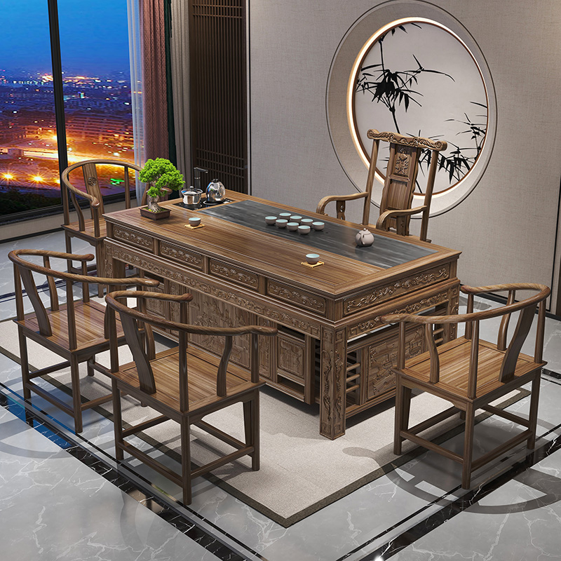 新中式茶桌椅组合实木办公