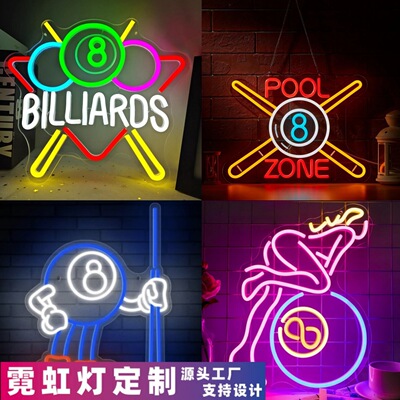 跨境亚马逊热卖Billiards 台球霓虹灯led氛围灯招牌广告牌发光字