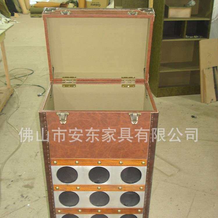 美式乡村复古 LOFT英伦工业风 皮艺小酒柜餐边柜展柜箱