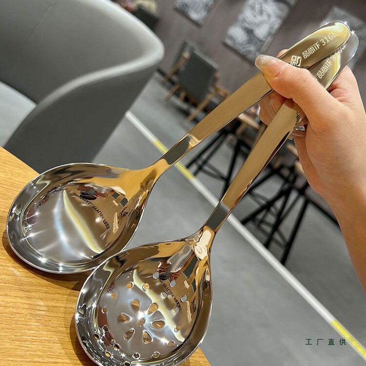 316不锈钢汤勺大号盛汤食品级加深火锅勺长柄勺子家用网红鹅蛋勺图片