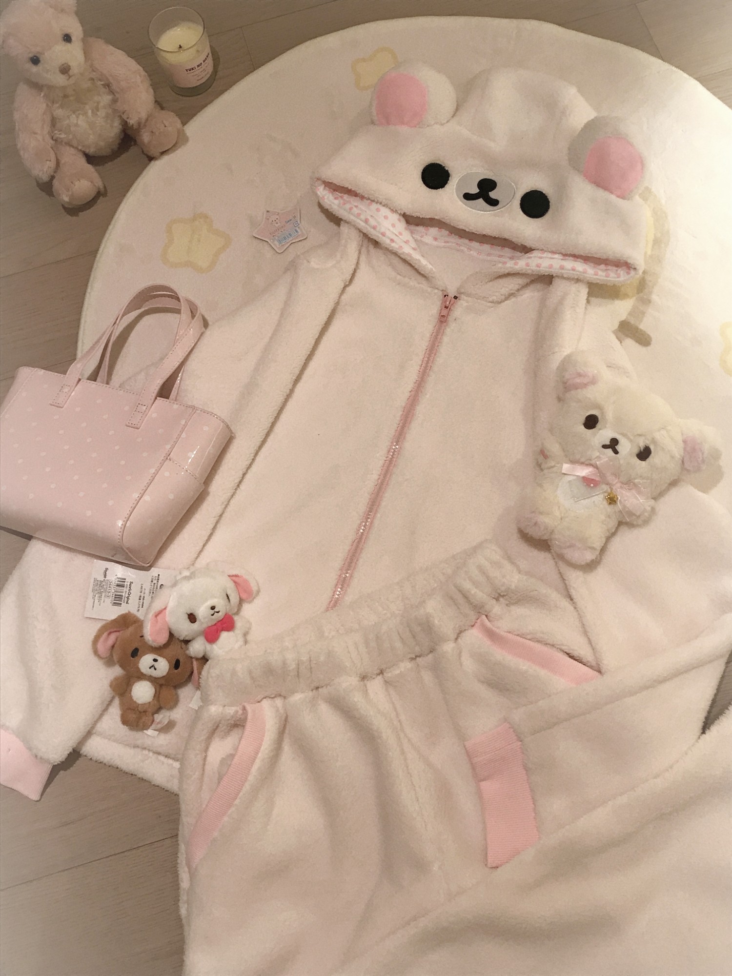 thumbnail for Cat tart muffin MOTI original [bear girl] bear ears hooded jacket Japanese thick pajamas pajamas top