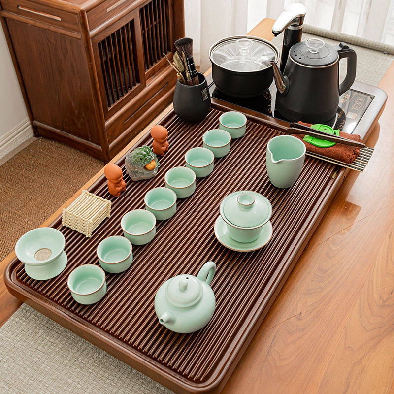 茶具一套全自动竹茶盘加厚家用茶桌水壶一体机功夫茶道成套设备