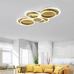 轻奢客厅灯具北欧现代简约大厅灯大气家用金色圆环卧室led吸顶灯