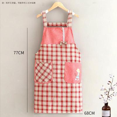 棉布围裙韩版亲肤柔软透气围腰时尚可爱拉链口袋女士家用围裙
