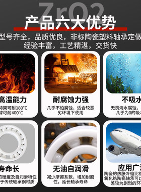 氧化锆全陶瓷轴承MR623 624 625 626 627 628 629 105115CE水滴轮