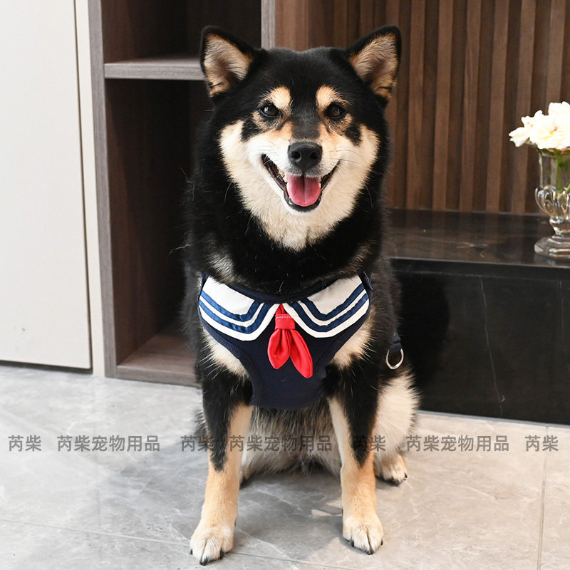 柴犬胸背牵引绳宠物狗狗柯基泰迪法斗学院风领巾胸背带遛狗绳