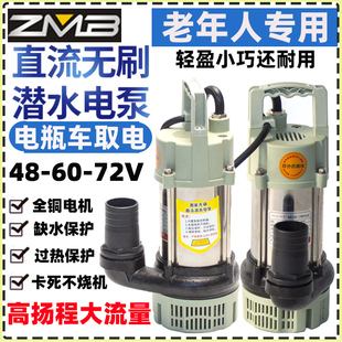 无刷直流潜水泵高扬程48V60V72V家用电动电瓶车抽水泵农用抽水机