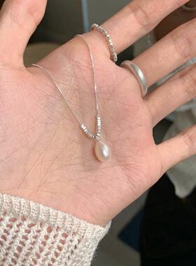 韩系简约碎银子珍珠项链