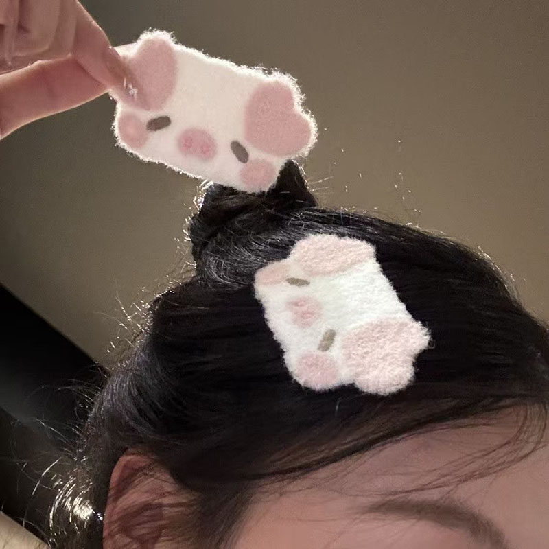 卡通粉嫩爱心猪头魔术贴