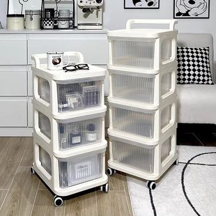 婴儿用品玩具零食收纳架 小推车收纳柜多层置物架可移动落地抽屉式