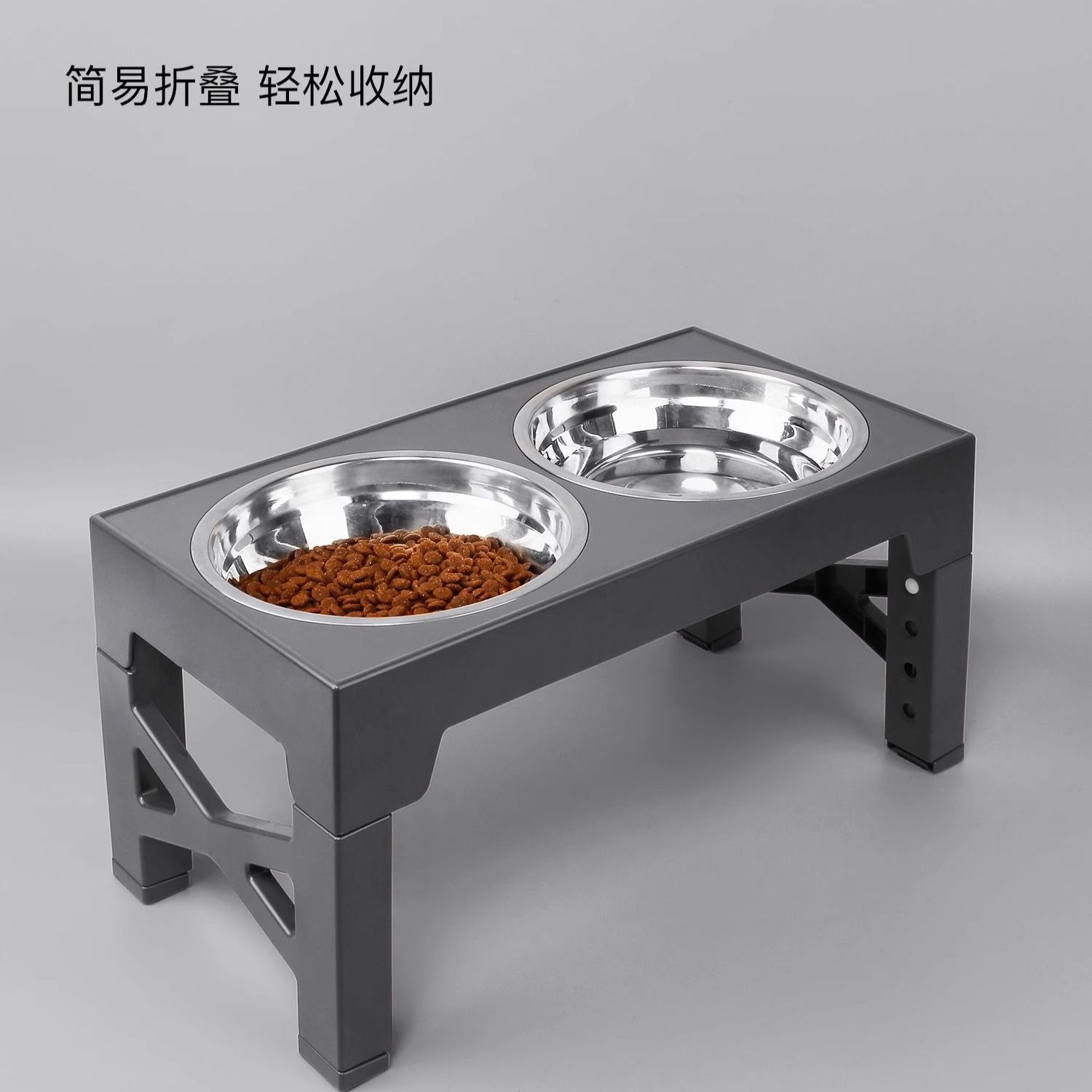 狗碗不锈钢狗食盆高脚可调节大型犬中小型宠物碗护颈防打翻吃粮碗