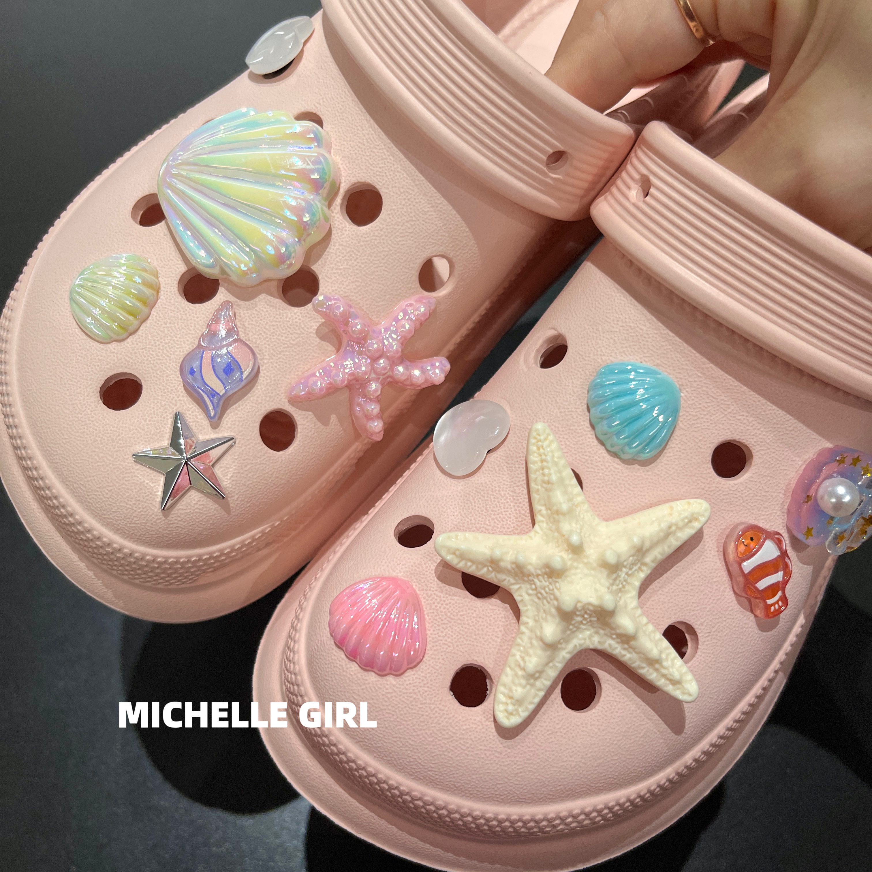 MG立体海星贝壳沙滩独家风扣饰