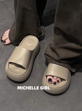 Michelle Girl夏季新款软糯踩屎感5.5cm增高一字拖简约日常百搭女