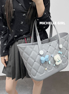 Michelle Girl轻便EVA托特包包大容量通勤健身游泳收纳不怕水女包