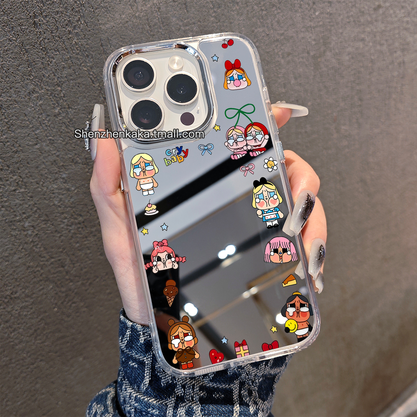 crybaby哭娃苹果16手机壳镜面适用17promax小米15华为pura80/mate70潮玩周边opporeno14简约新款女vivox200