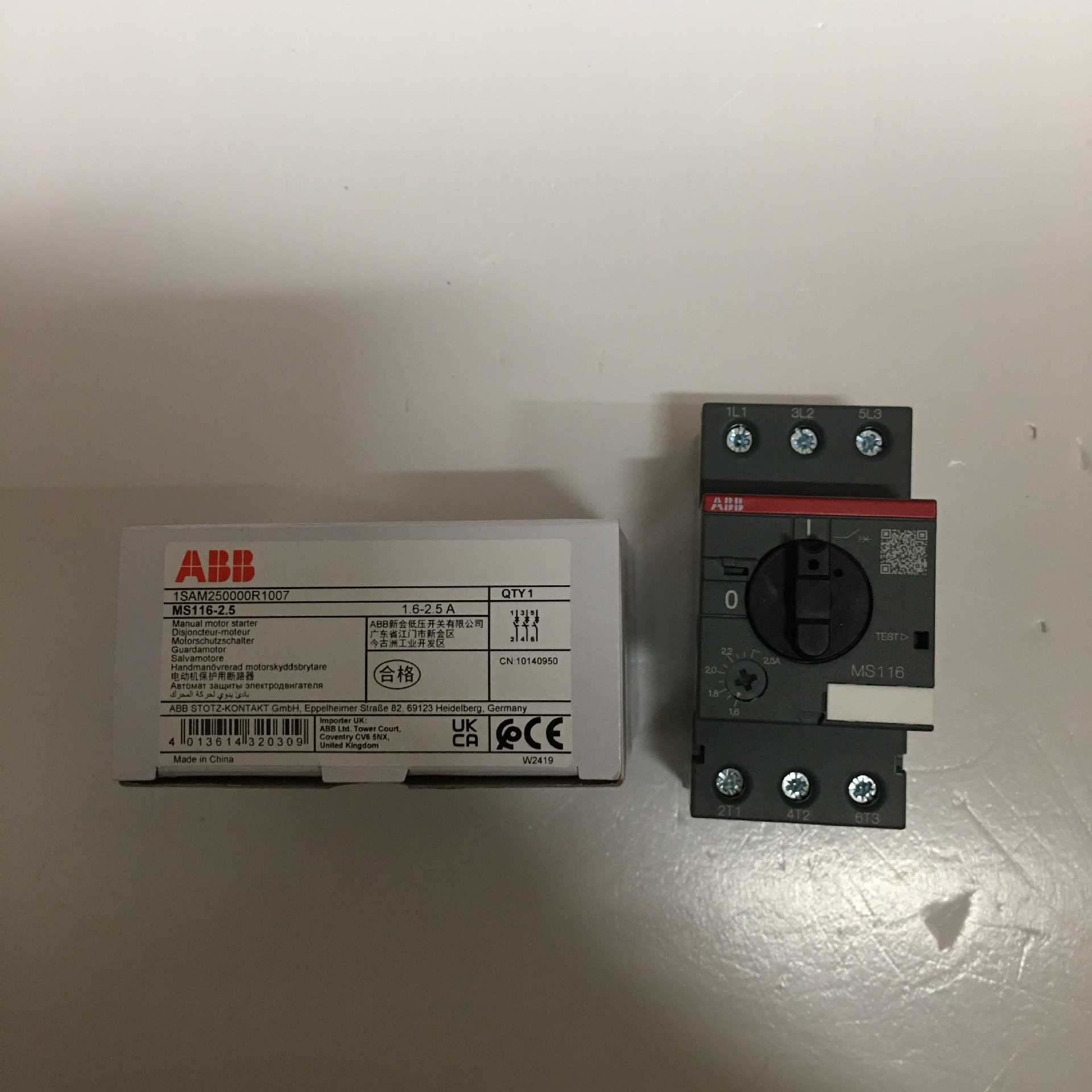 ABB MS116 电动机保护用断路器 MS116 - 2.5