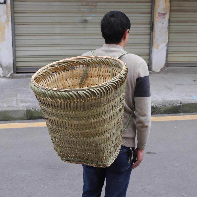 采蘑菇竹编篼手工农村草料背箩背篓背罗筐背全竹背家用大号农用