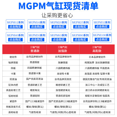 气动带导杆三轴气缸TCM/MGPM63-25Z/50/75/100/125/150*175*200S