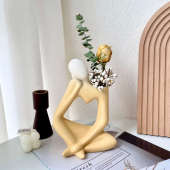 ins抽象人物艺术插花陶瓷摆件小众高级感创意干花花束家居装 饰品