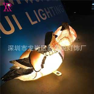树脂玻璃钢产品LED鸳鸯造型灯户外景观美陈商业 网红引流灯光动物