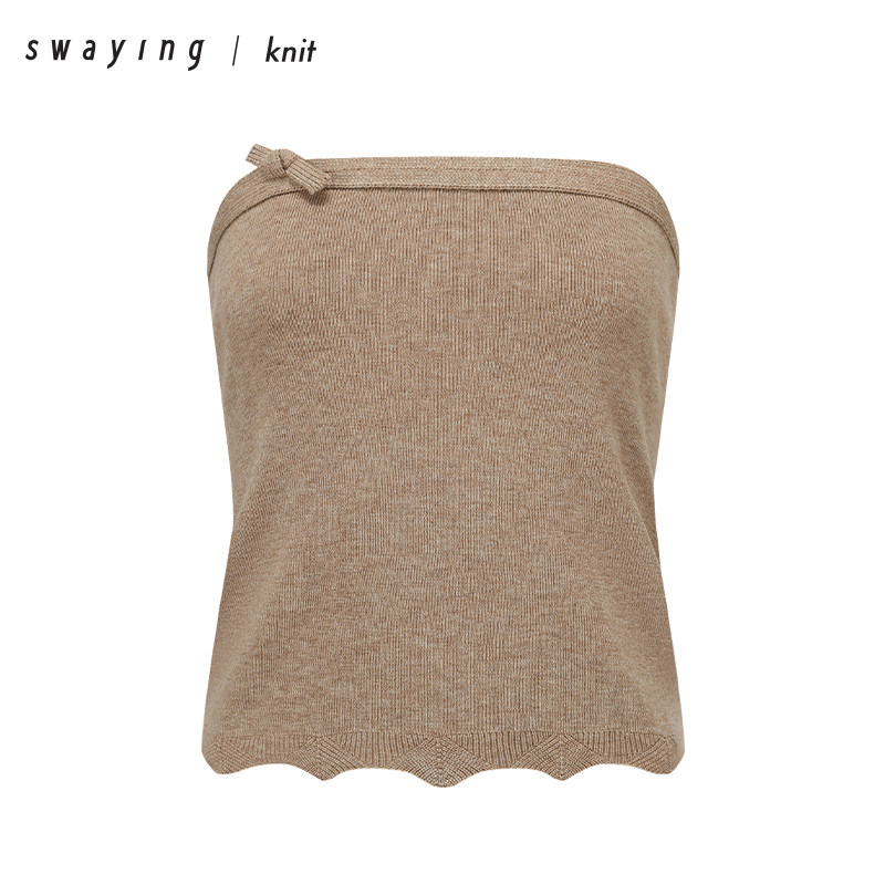 SWAYING官方 绳结装饰抹胸 26PS早春通勤百搭修身显瘦抹胸上衣女