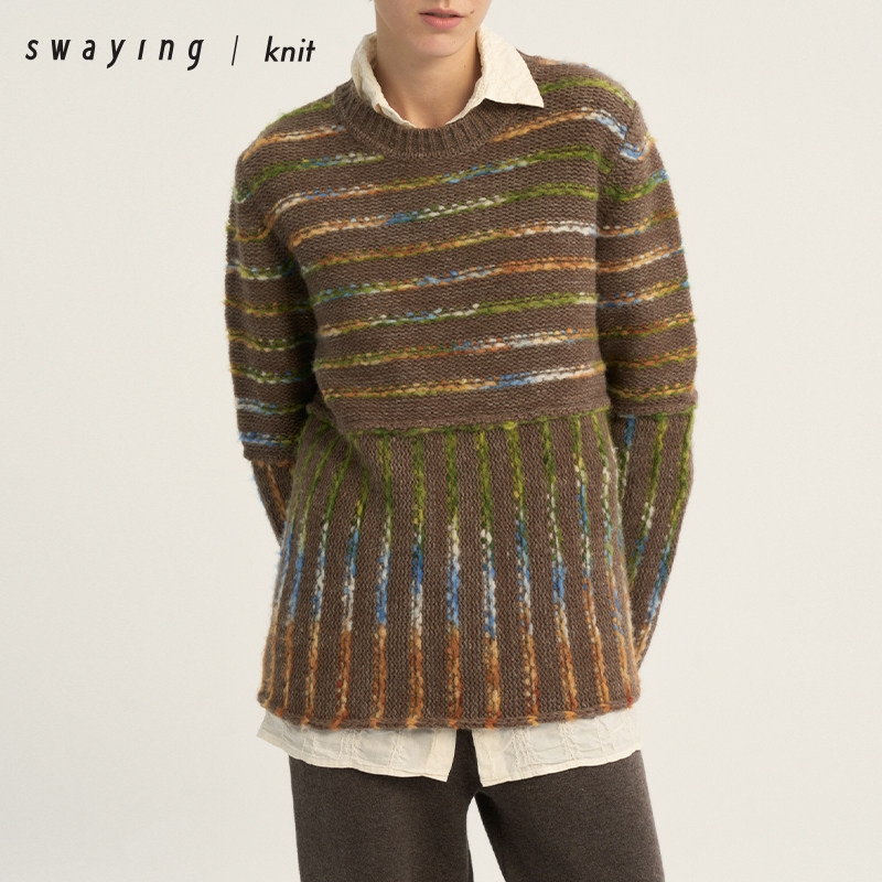 SWAYING官方彩色条纹大毛衣