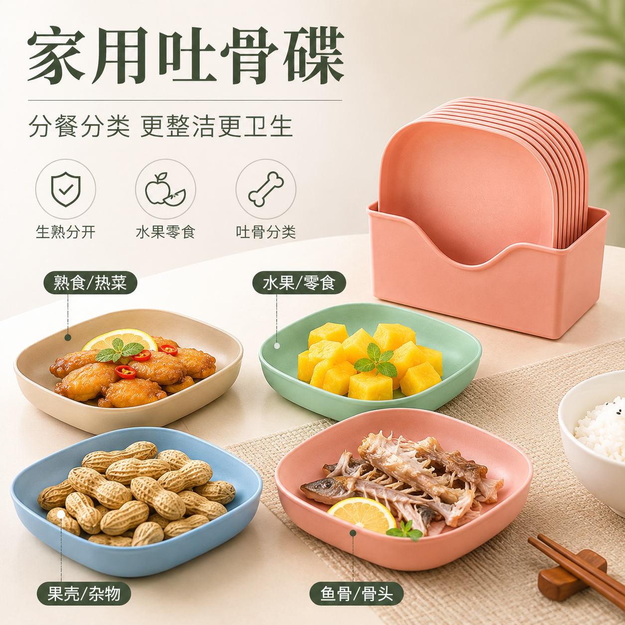 防摔吐骨碟家用食品级餐桌盘碟子