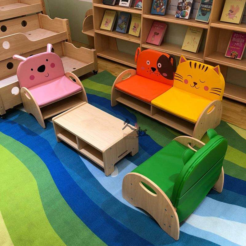 幼儿园动物家族座椅儿童卡通沙发早教园靠背板凳宝宝椅子动物坐垫