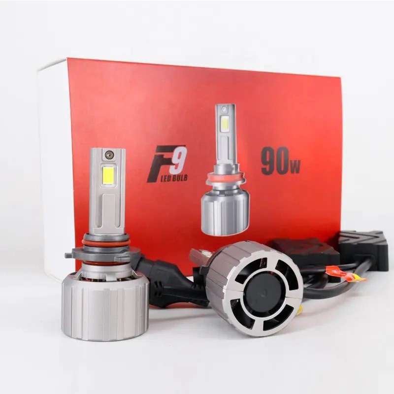 2023 高功率新款90W F9 LED汽车车灯 远光灯近光灯 9005 9006 HB3