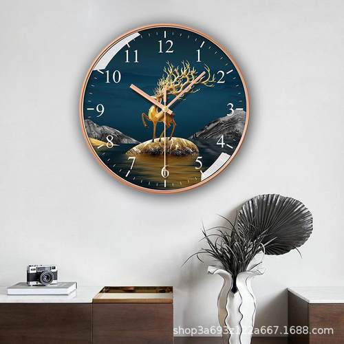 现代北欧简约轻奢客厅挂钟创意网红钟表静音大气