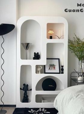 奶油风白色洞穴柜展示柜简约拱形嵌入式轻奢北欧法式陈列装饰柜子