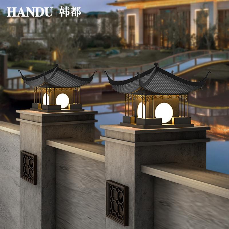 柱头灯围墙草坪仿古墩子柱子新柱头门墩中式户外庭院灯灯柱草坪灯