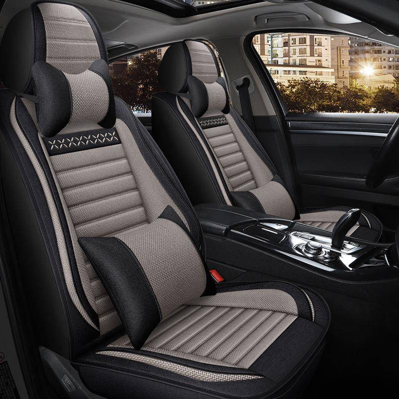 全包围五座汽车坐垫套小车专用四季通用座套亚麻布艺座套透气坐垫