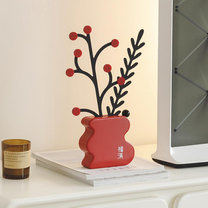 wozoom屋准卧室电视柜饰品家居桌面玄关仿真花装饰摆件轻奢高档