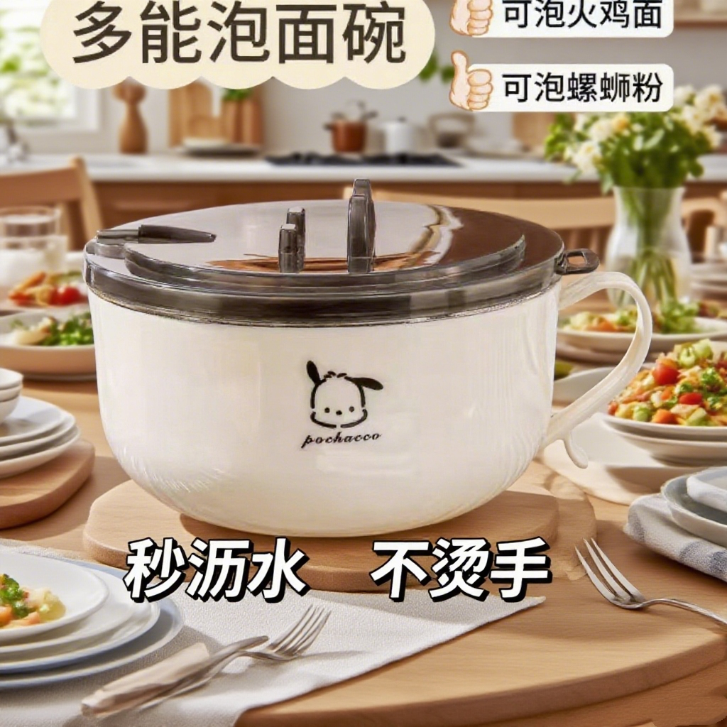 不锈钢泡面碗加餐具带盖日式饭盒