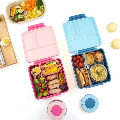 亚马逊外贸跨境不锈钢碗饭盒塑料餐盘可微波炉加热分格便当午餐盒