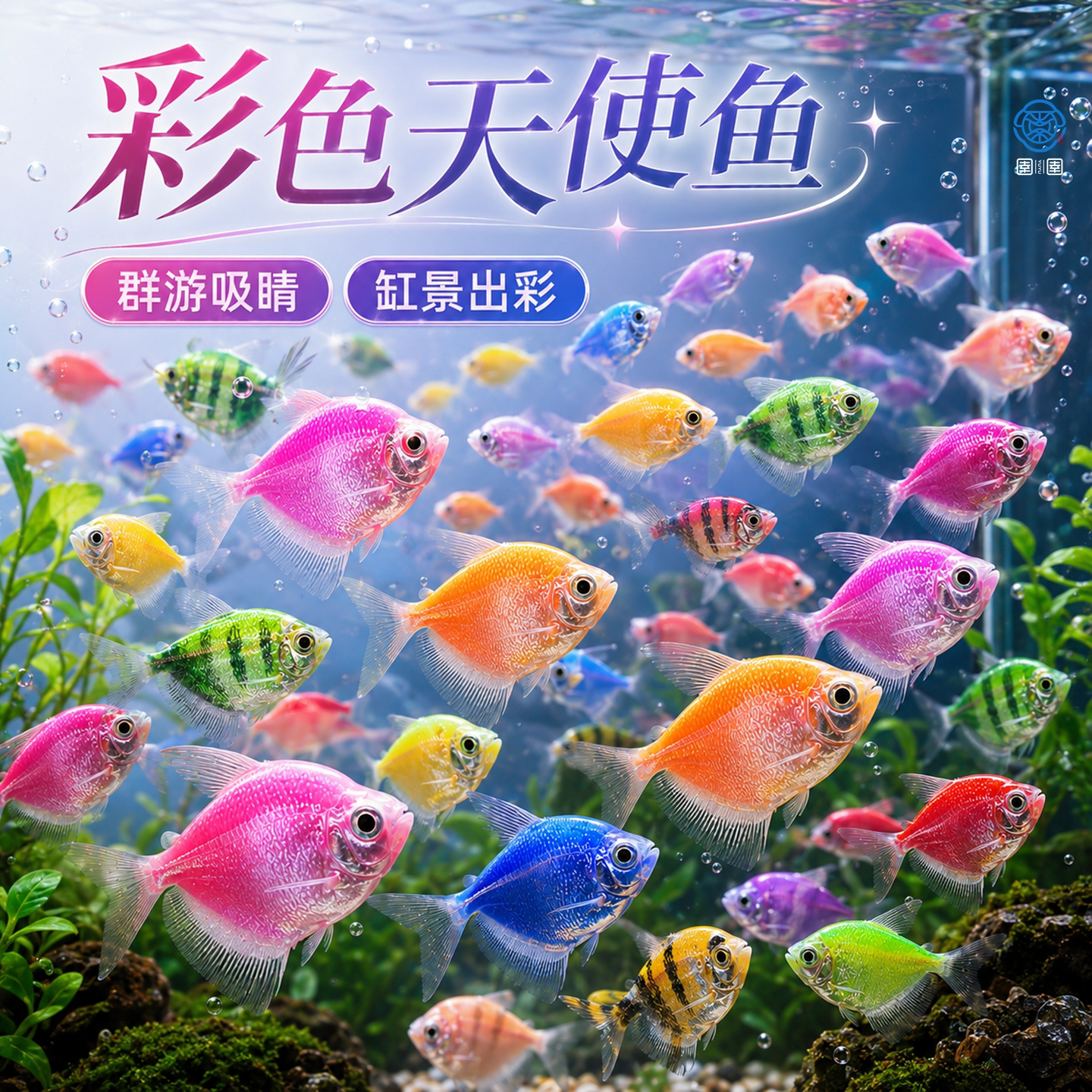 天使鱼观赏鱼群游大号彩裙鱼小型热带鱼淡水好养耐活五彩斑马孔雀