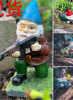 跨境cs矮人侏儒摆件枪手装饰品设计家居枪手玩具玩偶打枪射击矮人